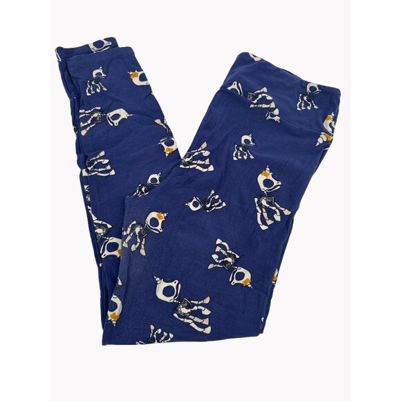 Lularoe Tall & Curvy Leggings Skeleton Unicorn Halloween Print Purple - Picture 1 of 5